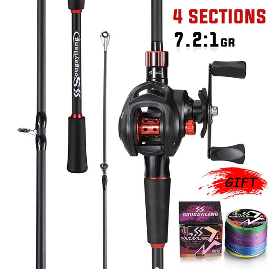 Carbon Fiber Casting Rod and 7.2:1 Gear Ratio Baitcasting Reel