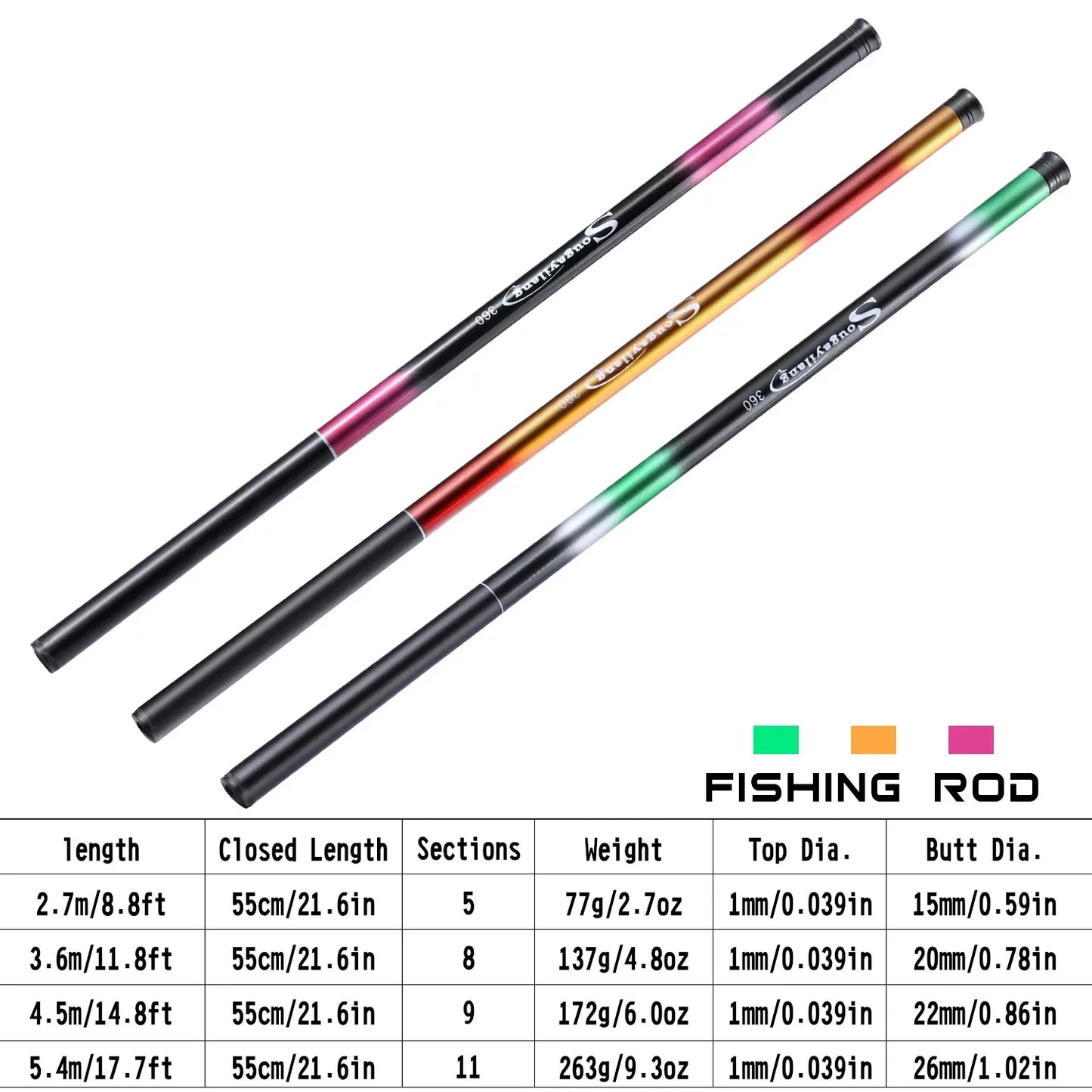 Portable Ultra Light Telescopic Fishing Pole Rod