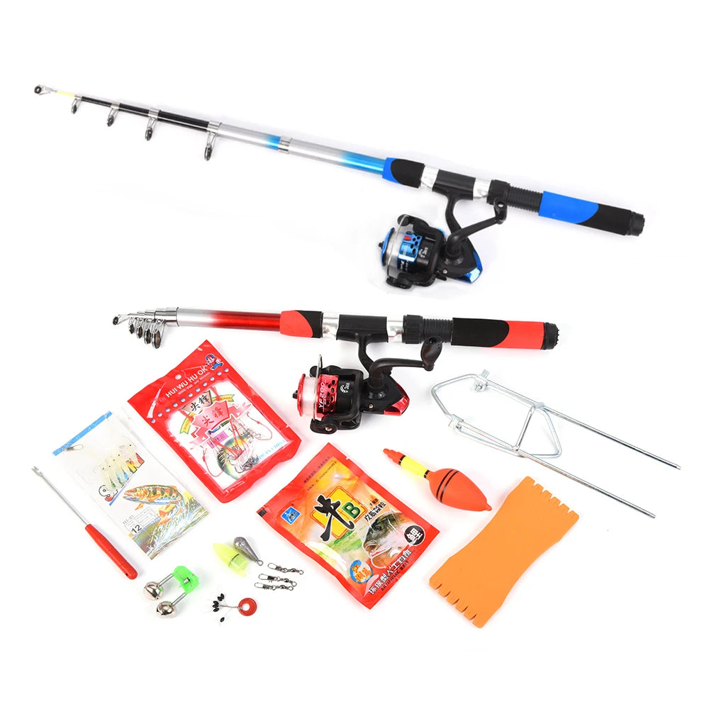 Telescopic Fishing Rods 2PCS Spinning Reels Kit