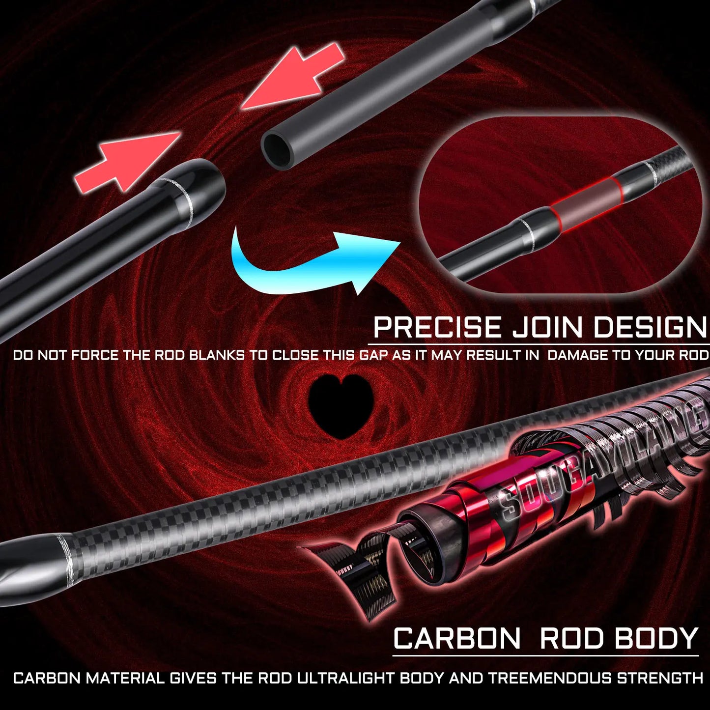 1.8/2..1m Spinning/Casting Rod Power M Carbon Rod