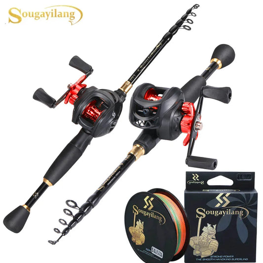 Telescopic Fishing Rod and 7.2:1 High Speed Fishing Reel with 150M Line Pesca