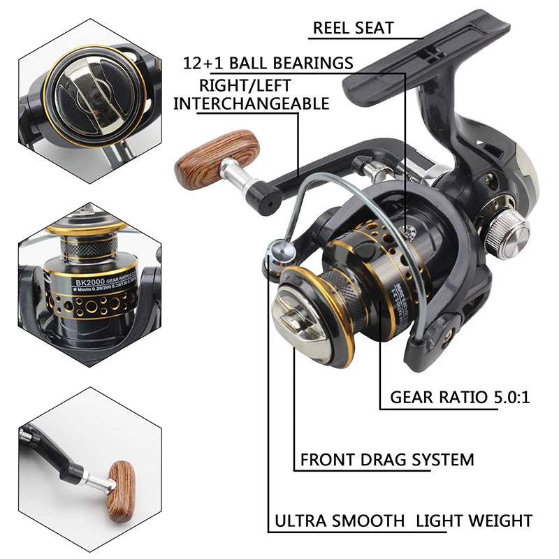 Carbon Telescopic Rotating Fishing Rod Reel Set