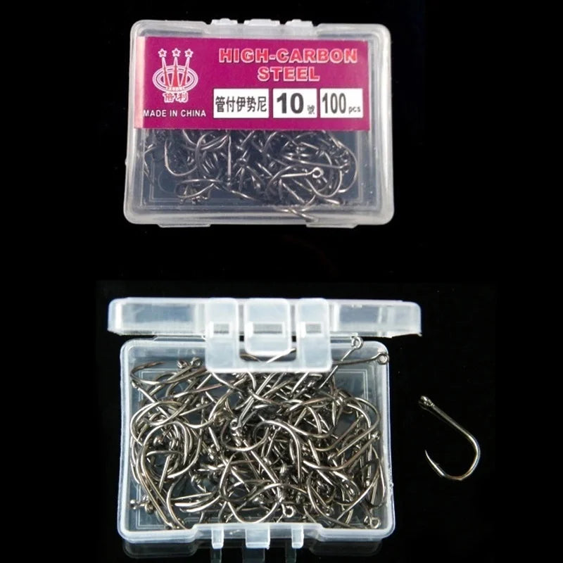 100pcs/box #3~12 High Carbon Steel Fishing Hooks Pack