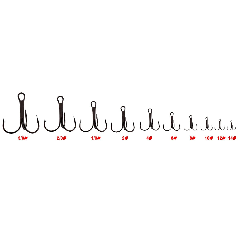 20 PCS/Lot Black High Carbon Treble Hooks