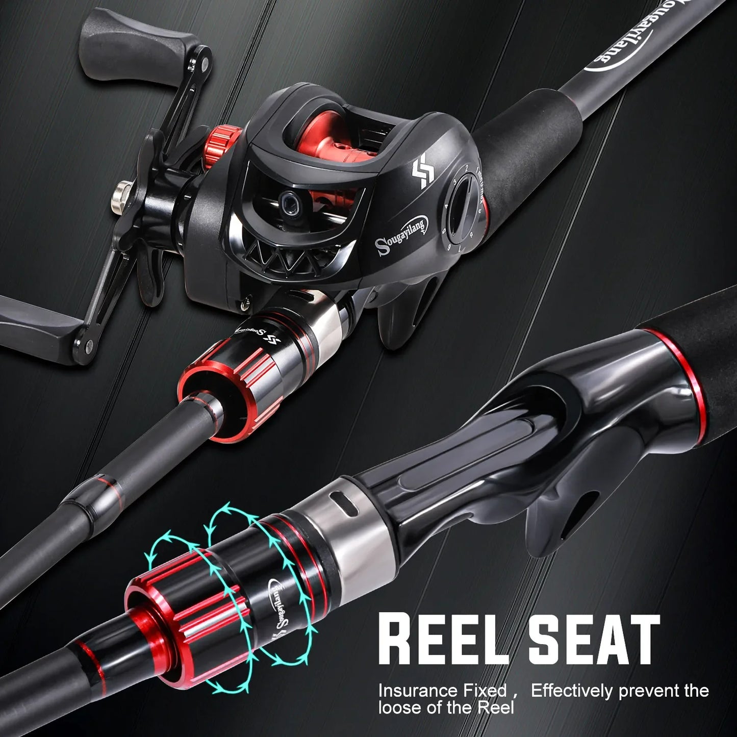 Carbon Fiber Casting Rod and 7.2:1 Gear Ratio Baitcasting Reel