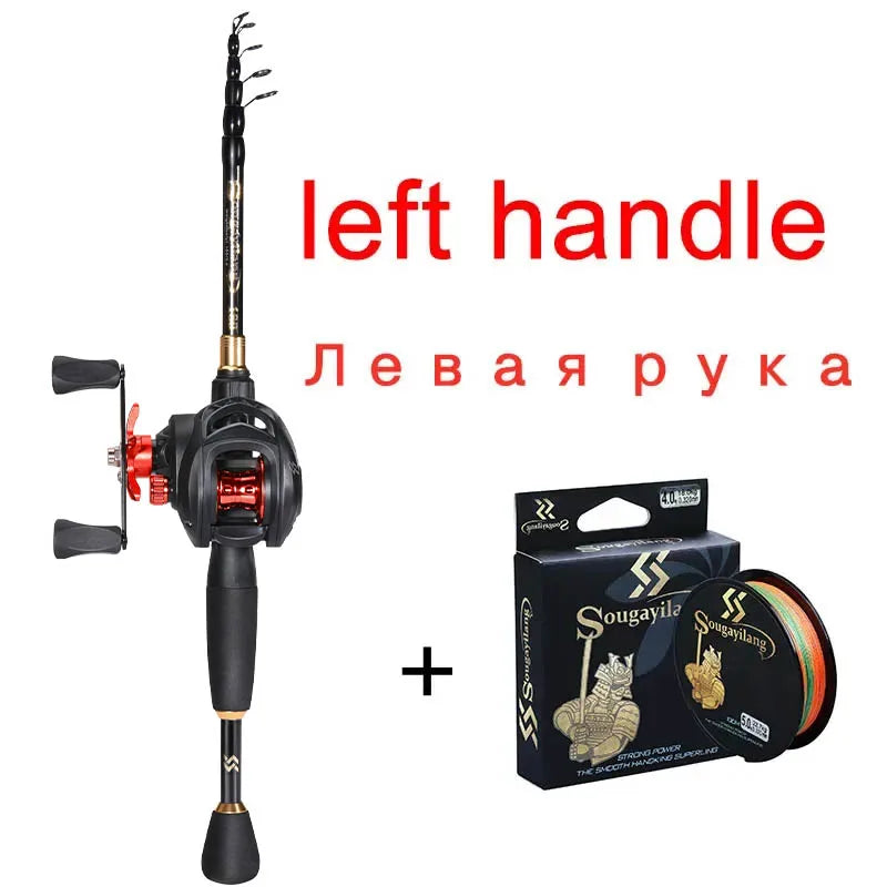 Telescopic Fishing Rod and 7.2:1 High Speed Fishing Reel with 150M Line Pesca