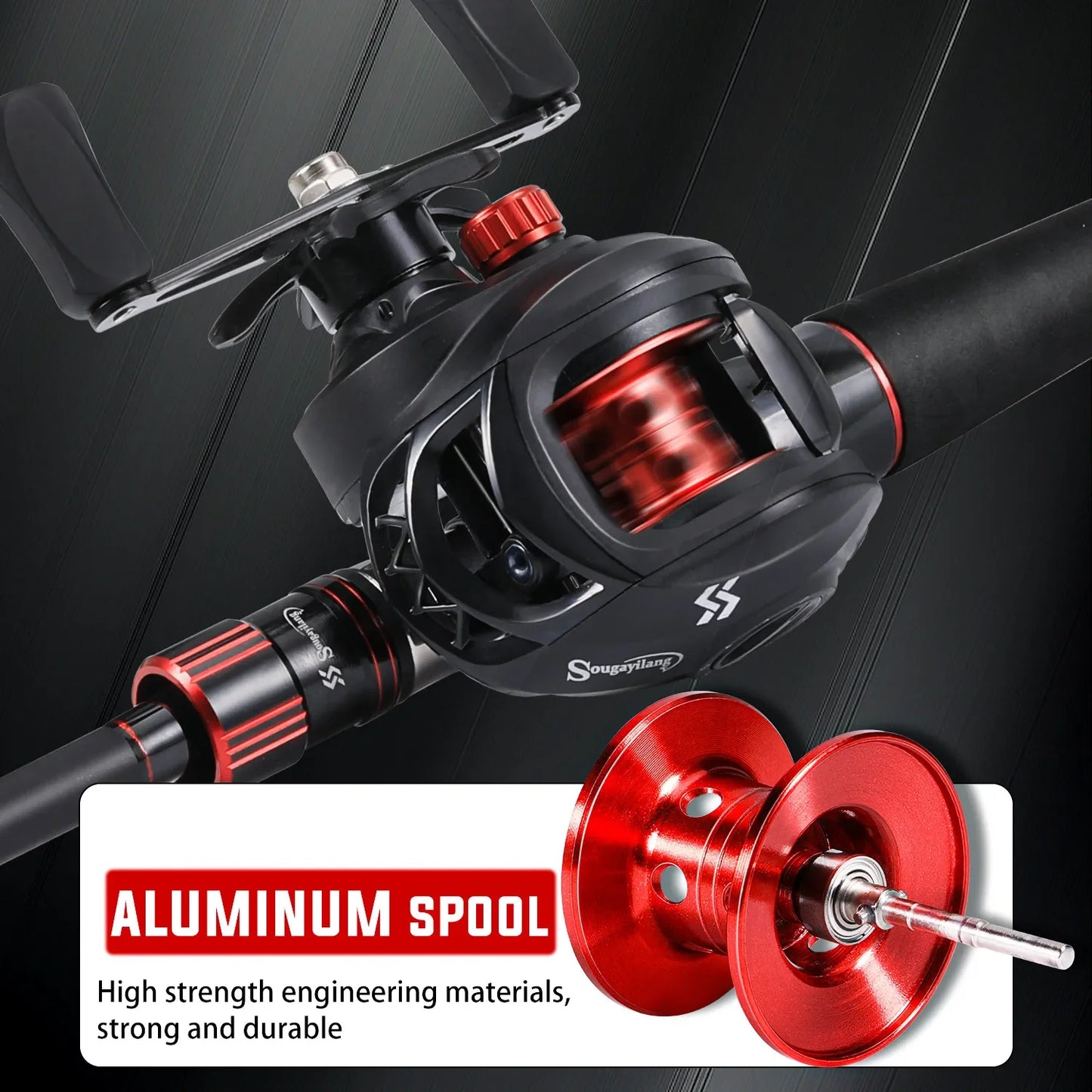 Carbon Fiber Casting Rod and 7.2:1 Gear Ratio Baitcasting Reel