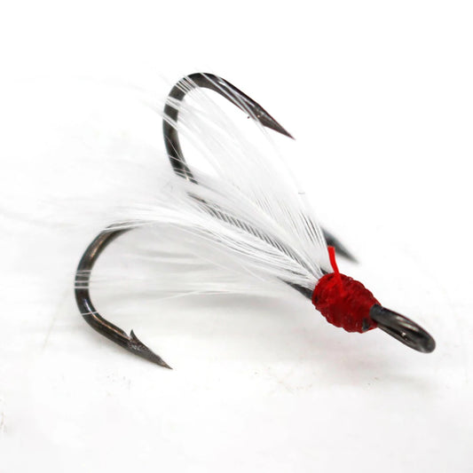 10Pcs Dressed Feathered Treble Fishing Hooks