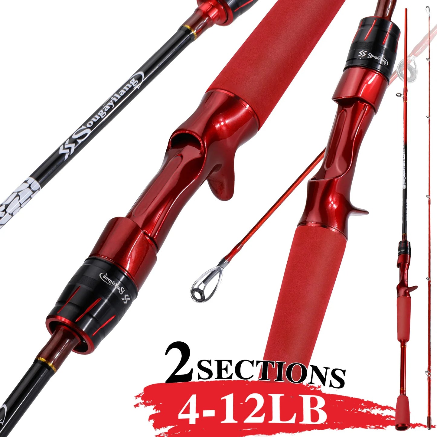 1.8m Carbon Fishing Rod 2 Sections